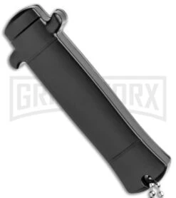 Enzo Stiletto Mini Black W/ Black Bolsters D/A OTF Automatic Knife - Satin Plain -Kershaw Shop Enzo Stiletto Mini Black Black Bolsters OTF Auto Satin GX 38908 jr side large