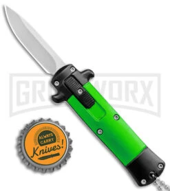 Enzo OTF Green/Black Automatic Keychain Knife - Satin Spear Point Plain -Kershaw Shop Enzo Stiletto Mini Green Black Bolsters OTF Auto Satin GX 38905 jr bottlecap large