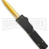 Firecracker Mini Black D/A OTF Automatic Knife - Gold Dagger -Kershaw Shop Firecracker Mini Black DA OTF Auto Gold Dagger GX 37876 jr large