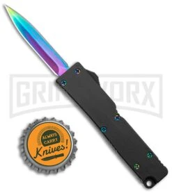 Firecracker Mini Black D/A OTF Automatic Knife - Rainbow Dagger -Kershaw Shop Firecracker Mini Black DA OTF Auto Rainbow Dagger GX 37856 jr bottlecap large
