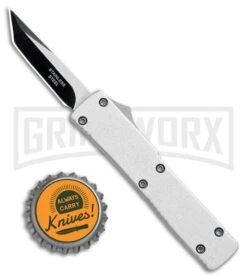 Firecracker Mini Silver D/A OTF Automatic Knife - Two Tone Tanto -Kershaw Shop Firecracker Mini Silver DA OTF Auto TT Tanto GX 34971 jr bottlecap large