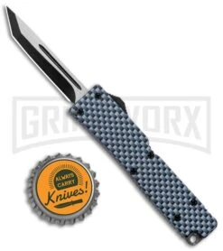 Firecracker Mini Sim Carbon Fiber D/A OTF Automatic Knife - Two Tone Tanto -Kershaw Shop Firecracker Mini Sim CF DA OTF Auto TT Tanto GX 37638 jr bottlecap large