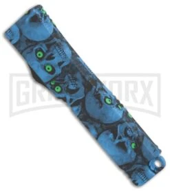 Firecracker Mini Blue Skull D/A OTF Automatic Knife - Black Plain -Kershaw Shop Firecracker mini blue skull black BP 19696 er side large