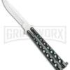 Flick Black/Green Balisong Butterfly Knife - Satin Plain -Kershaw Shop Flick Green Balisong Butterfly Knife Satin GX 2607 jr large
