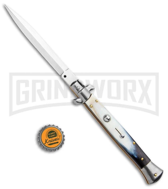 Frank B. 11" Brazilian Horn Italian Stiletto Auto Knife - Dagger 6 Frank B. 11" Brazilian Horn Italian Stiletto Auto Knife - Dagger - Image 4