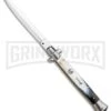 Frank B. 11" Brazilian Horn Italian Stiletto Auto Knife - Dagger -Kershaw Shop Frank B 11in Italian Stiletto Auto Brzilian Horn Satin Dagger BHQ 105234 jr large