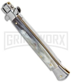 Frank B. 11" Brazilian Horn Italian Stiletto Auto Knife - Dagger 8 Frank B. 11" Brazilian Horn Italian Stiletto Auto Knife - Dagger -Kershaw Shop Frank B 11in Italian Stiletto Auto Brzilian Horn Satin Dagger BHQ 105234 jr side large