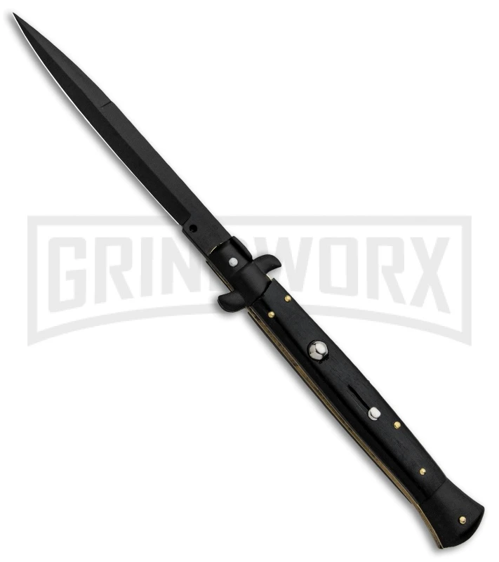 Frank B. 11" Ebony Italian Stiletto Automatic Knife - Black Bayonet 3 Frank B. 11" Ebony Italian Stiletto Automatic Knife - Black Bayonet