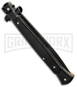 Frank B. 11" Ebony Italian Stiletto Automatic Knife - Black Bayonet 8 Frank B. 11" Ebony Italian Stiletto Automatic Knife - Black Bayonet -Kershaw Shop Frank B 11in Italian Stiletto Auto Ebony Black Bayo BHQ 85970 jr side large