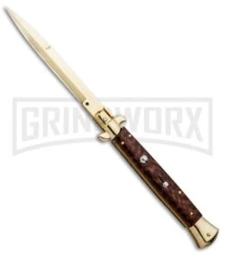 Frank B. 11" Snakewood Italian Stiletto Gold Plated - Gold Bayo Plain