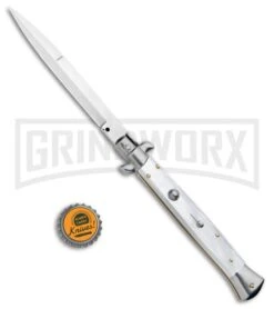 Frank B 11" Italian Stiletto Automatic Knife White Pearlex (5" Bayonet) 9 Frank B 11" Italian Stiletto Automatic Knife White Pearlex (5" Bayonet) -Kershaw Shop Frank B 11in Italian Stiletto Auto White Pearlex Bayo BHQ 99918 jr bottlecap large