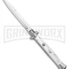 Frank B 11" Italian Stiletto Automatic Knife White Pearlex (5" Bayonet) -Kershaw Shop Frank B 11in Italian Stiletto Auto White Pearlex Bayo BHQ 99918 jr large