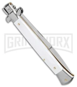 Frank B 11" Italian Stiletto Automatic Knife White Pearlex (5" Bayonet) 8 Frank B 11" Italian Stiletto Automatic Knife White Pearlex (5" Bayonet) -Kershaw Shop Frank B 11in Italian Stiletto Auto White Pearlex Bayo BHQ 99918 jr side large