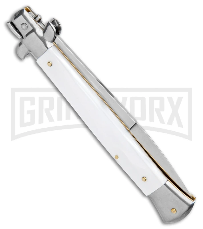 Frank B 11" Italian Stiletto Automatic Knife White Pearlex (5" Bayonet) 5 Frank B 11" Italian Stiletto Automatic Knife White Pearlex (5" Bayonet) - Image 3