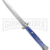 Frank B. 11" Italian Stiletto Blue Automatic Knife - Satin Bayonet Plain