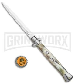 Frank B. 11" Brazilian Horn Italian Stiletto Auto Knife - Kriss -Kershaw Shop Frank B 11in Italian Stiletto Brazilian Horn Kriss BHQ 117627 jr bottlecap large