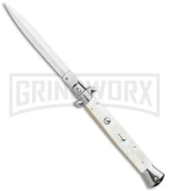 Frank B. 11" Italian Stiletto Mother Of Pearl Automatic Knife - Dagger