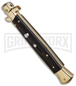 Frank B. 11" Ebony Italian Stiletto Gold Plated Knife - Dagger Gold -Kershaw Shop Frank B 11in Italian Stiletto Gold Plated Ebony Dagger BHQ 85971 jr spine large