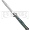 Frank B 11" Italian Stiletto Green/Blue Micarta Automatic Knife - Bayonet -Kershaw Shop Frank B 11in Italian Stiletto Green Blue Micarta AK Bayonet GX 41440 td large