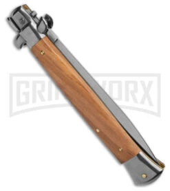 Frank B. 11" Italian Stiletto Olive Wood Automatic Knife - Dagger 7 Frank B. 11" Italian Stiletto Olive Wood Automatic Knife - Dagger -Kershaw Shop Frank B 11in Italian Stiletto Olive Wood AK Dagger GX 3497 td side large