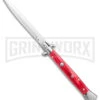 Frank B. 11" Italian Stiletto Red Pearlex Automatic Knife - Satin Bayonet Plain -Kershaw Shop Frank B 11in Italian Stiletto Red Pearlex Auto Satin Bayo GX 3212 jr large
