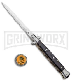 Frank B. 11" Italian Stiletto Sim Dark Horn Automatic Knife - Kris Polish -Kershaw Shop Frank B 11in Italian Stiletto Sim Dark orn Auto Kris Polish GX 33829 jr bottlecap large