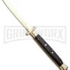 Frank B. 11" Ebony Italian Stiletto Swinguard Gold Plated - Bayo Gold -Kershaw Shop Frank B 11in Italian Stiletto Swinguard Ebony Bayo Gold BHQ 93765 jr large