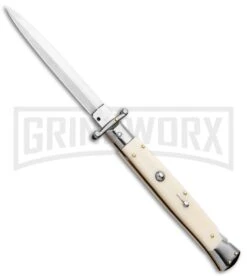 Frank B. 11" Sim Ivory Italian Stiletto Swinguard - Dagger Satin