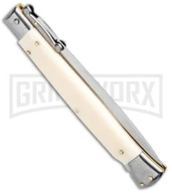 Frank B. 11" Sim Ivory Italian Stiletto Swinguard - Dagger Satin -Kershaw Shop Frank B 11in Italian Stiletto Swinguard Ivory Dagger GX 7055 jr side large
