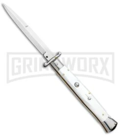 Frank B. 11" Italian Stiletto Swinguard White Automatic Knife - Bayonet