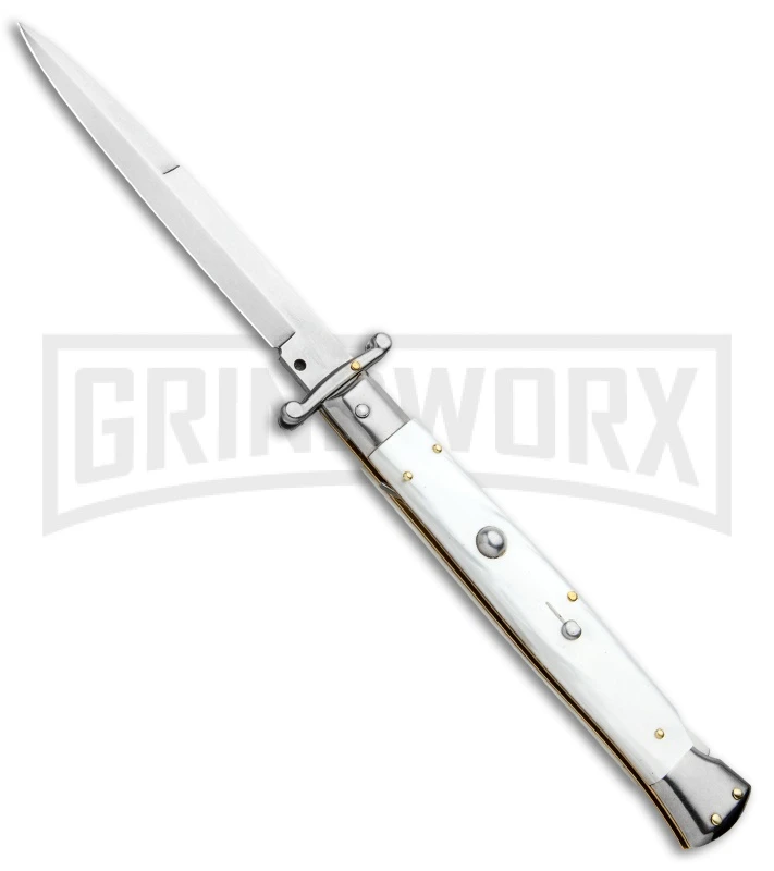 Frank B. 11" Italian Stiletto Swinguard White Automatic Knife - Bayonet 3 Frank B. 11" Italian Stiletto Swinguard White Automatic Knife - Bayonet