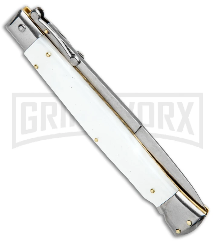 Frank B. 11" Italian Stiletto Swinguard White Automatic Knife - Bayonet 5 Frank B. 11" Italian Stiletto Swinguard White Automatic Knife - Bayonet - Image 3