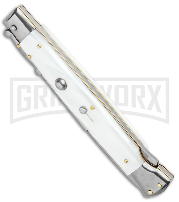 Frank B. 11" Italian Stiletto Swinguard White Automatic Knife - Bayonet 4 Frank B. 11" Italian Stiletto Swinguard White Automatic Knife - Bayonet - Image 2