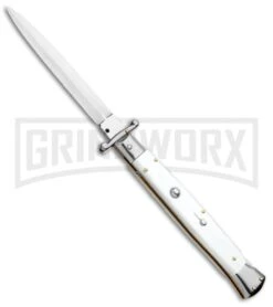 Frank B. 11" Italian Stiletto Swinguard White Automatic Knife - Dagger