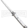 Frank B. 11" Italian Stiletto White Acrylic Automatic Knife - Kris Polish