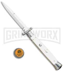 Frank B. 11" Italian White Pearlex Tactical Swinguard - Satin Bayonet 9 Frank B. 11" Italian White Pearlex Tactical Swinguard - Satin Bayonet -Kershaw Shop Frank B 11in Italian White Pearlex Tactical Swinguard Bayo GX 4841 jr bottlecap large