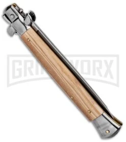 Frank B. 11" Italian Stiletto Olive Wood Automatic Knife - Flat 8 Frank B. 11" Italian Stiletto Olive Wood Automatic Knife - Flat -Kershaw Shop Frank B 11in Olive Wood Stiletto Flat Grind BP 4427 jr side large