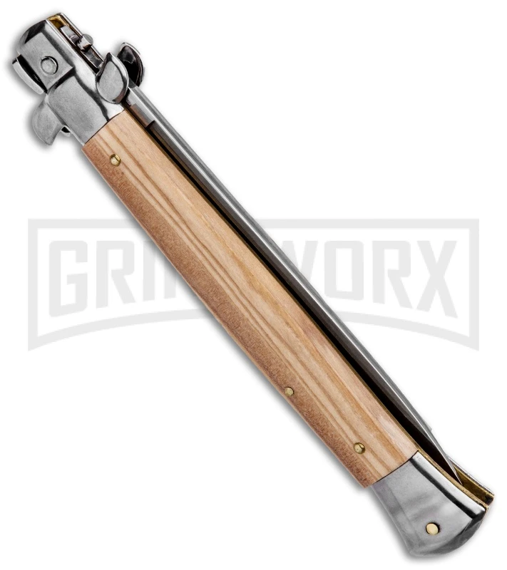 Frank B. 11" Italian Stiletto Olive Wood Automatic Knife - Flat 5 Frank B. 11" Italian Stiletto Olive Wood Automatic Knife - Flat - Image 3