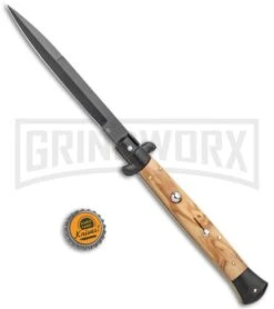 Frank B. 11" Olivewood Tactical Automatic Stiletto Knife (Bayonet) -Kershaw Shop Frank B 11in Stiletto Olivewood Tactical Auto Stiletto Bayo Black GX 5660 jr bottlecap large