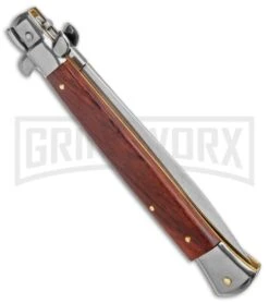 Frank B. 11" Italian Stiletto Palisander Wood Automatic Knife - Satin 8 Frank B. 11" Italian Stiletto Palisander Wood Automatic Knife - Satin -Kershaw Shop Frank B 11in Stiletto Palisander Wood Auto Polish Dagger BHQ 137571 jr side large