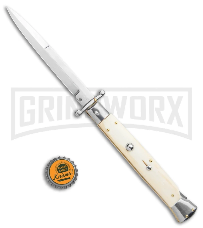Frank B. 11" Italian Stiletto Swinguard Bone Automatic Knife - Bayonet 6 Frank B. 11" Italian Stiletto Swinguard Bone Automatic Knife - Bayonet - Image 4