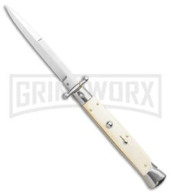 Frank B. 11" Italian Stiletto Swinguard Bone Automatic Knife - Bayonet