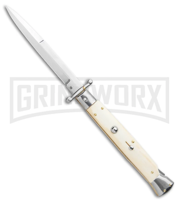 Frank B. 11" Italian Stiletto Swinguard Bone Automatic Knife - Bayonet 3 Frank B. 11" Italian Stiletto Swinguard Bone Automatic Knife - Bayonet