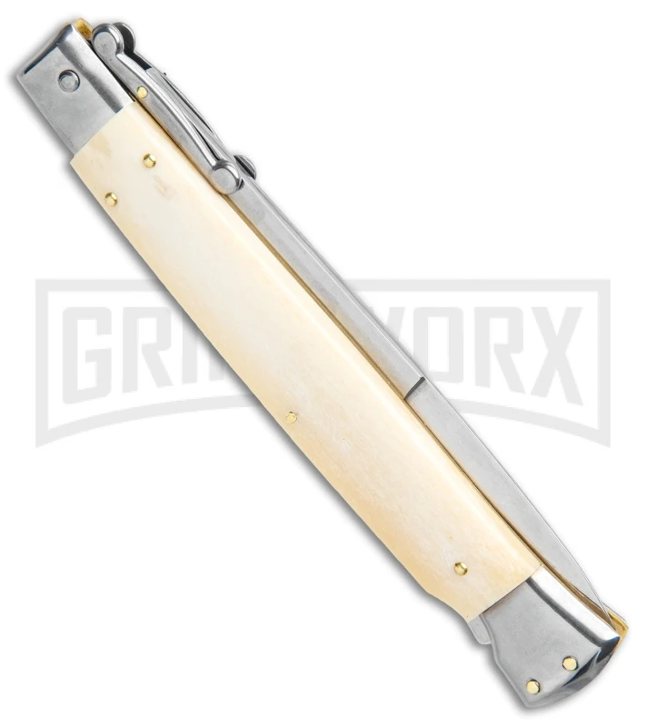 Frank B. 11" Italian Stiletto Swinguard Bone Automatic Knife - Bayonet 5 Frank B. 11" Italian Stiletto Swinguard Bone Automatic Knife - Bayonet - Image 3