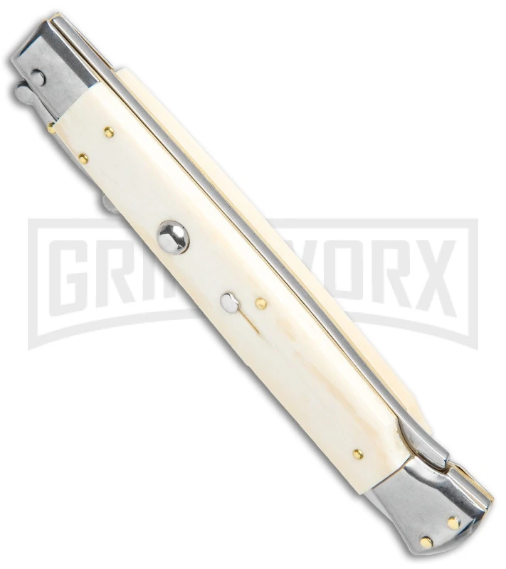 Frank B. 11" Italian Stiletto Swinguard Bone Automatic Knife - Bayonet 4 Frank B. 11" Italian Stiletto Swinguard Bone Automatic Knife - Bayonet - Image 2