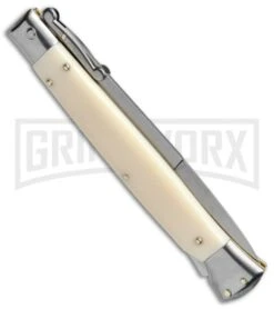 Frank B. 11" Italian Stiletto Swinguard Sim Ivory Automatic Knife - Bayonet -Kershaw Shop Frank B 11in Stiletto Swinguard Sim Ivory Bayo BP 7053 jr side large