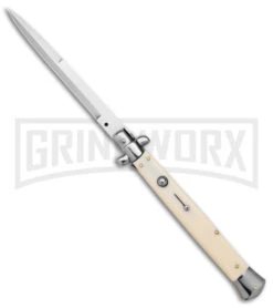 Frank B. 13" Italian Stiletto Sim Ivory Automatic Knife - Satin Bayo