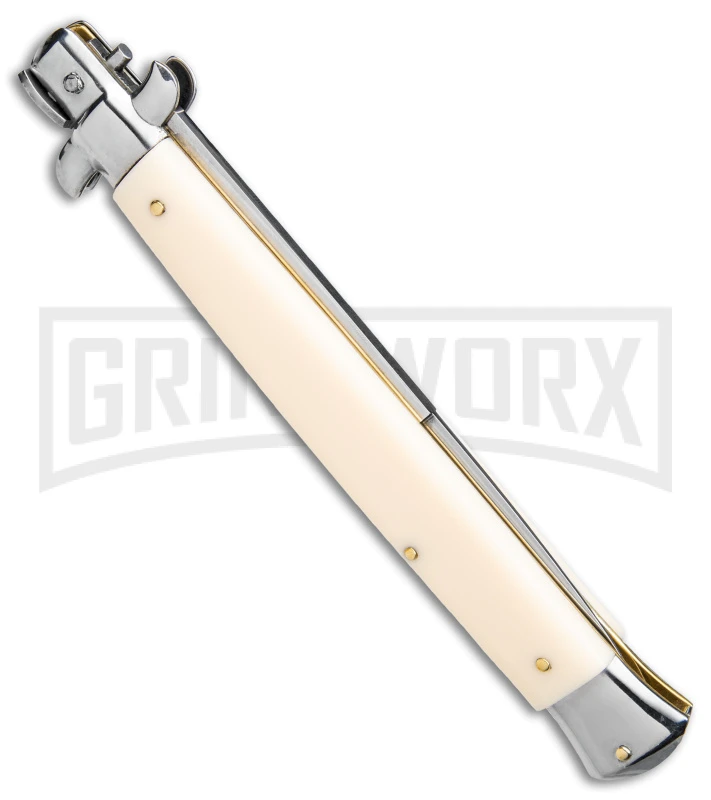 Frank B. 13" Italian Stiletto Sim Ivory Automatic Knife - Satin Bayo 5 Frank B. 13" Italian Stiletto Sim Ivory Automatic Knife - Satin Bayo - Image 3