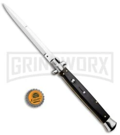 Frank B. 13" Black Italian Stiletto Automatic Knife - Bayonet Satin Plain 9 Frank B. 13" Black Italian Stiletto Automatic Knife - Bayonet Satin Plain -Kershaw Shop Frank B 13in Italian Stiletto Black Bayo Satin GX 8288 jr bottlecap large