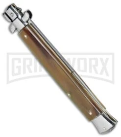 Frank B. 13" Italian Stiletto Honey Horn Automatic Knife - Bayonet -Kershaw Shop Frank B 13in Italian Stiletto Honey Horn Auto Bayo BP 4495 jr side large